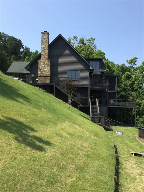 Lake House Exterior Painted With Sherwin Williams Black Fox Windows