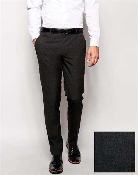 Asos Skinny Smart Trousers In Gray For Men Charcoal Lyst