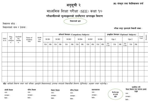 See Result Anusuchi Format Excel Copy See Subject Code Exam Sanjal