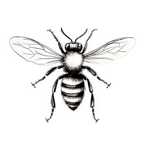 Premium Photo | Realistic Ink Drawing Of A Symbolic Bee On White Background