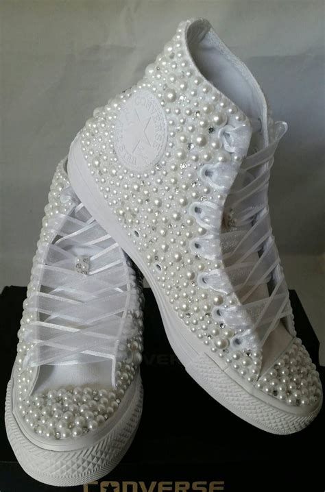 Converse Bridal Sneakers Bling Perle Custom Converse Etsy Bride