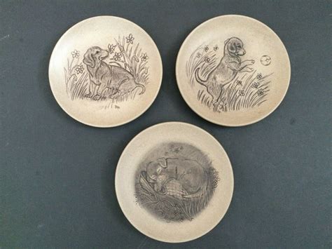 Poole Pottery Stoneware Plates Puppy Designs By Barbara Linley Adams