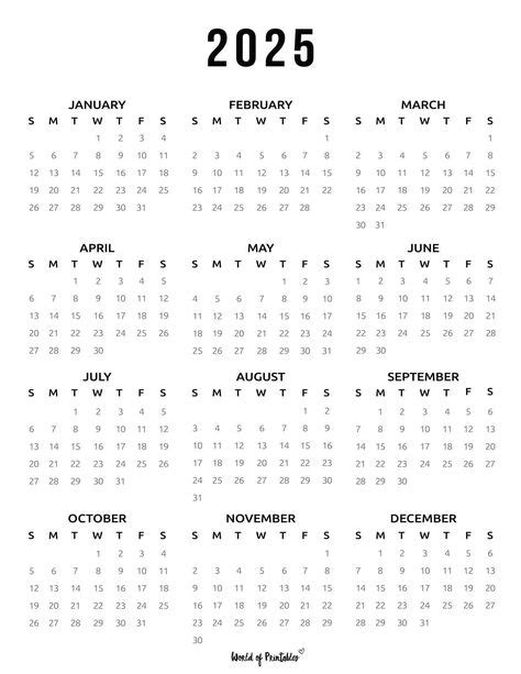 2025 Calendar