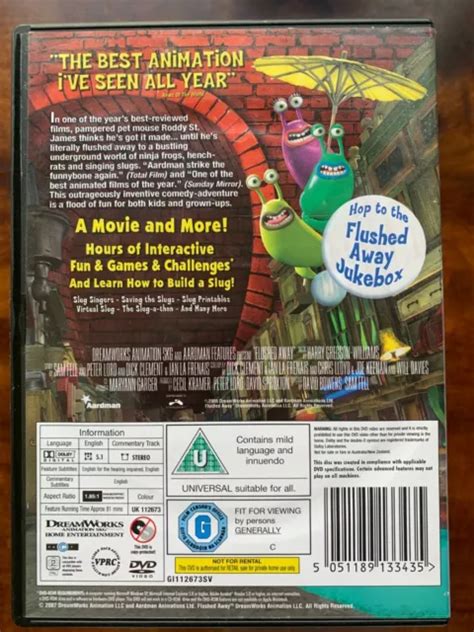 Flushed Away Dvd 2007 Dreamworks Aardman Animated Movie W Hugh Jackman