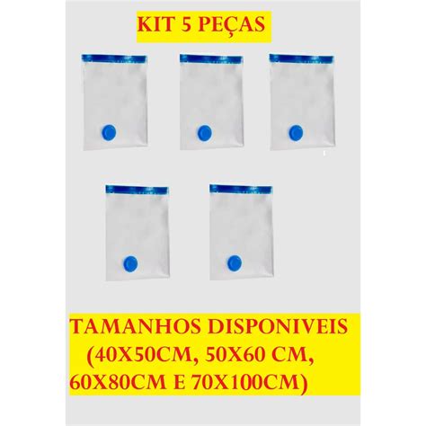 KIT 5 Sacos Ou Bomba De Ar Para Embalar Á Vácuo Fácil De Usar Para