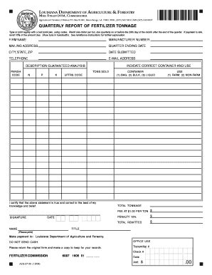 Fertilizer Tonnage Report Form Department Of Agriculture And