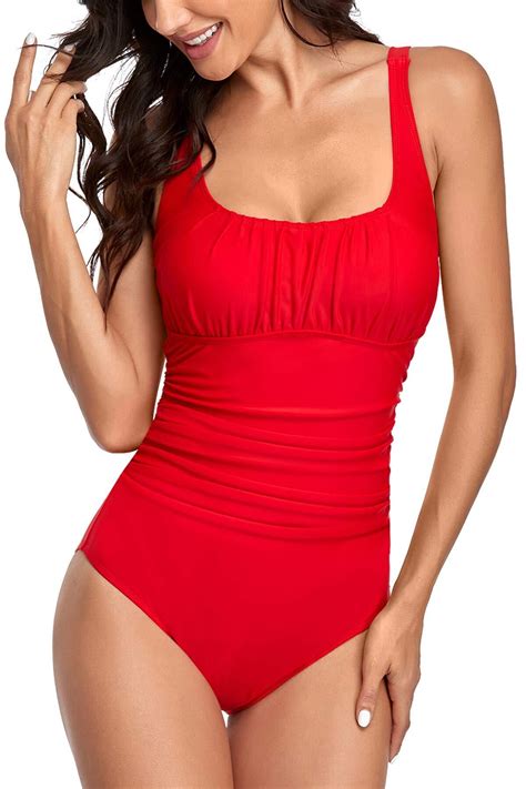 Jusfitsu Womens One Piece Swimsuits Tummy Control Bathing Suit Scoop