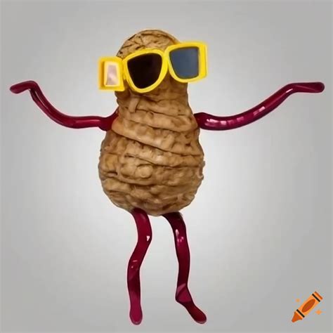 Sculpture Of A Happy Peanut Wearing Sunglasses And Ballet Dancing On