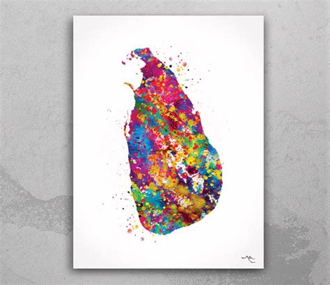 Sri Lanka Map Watercolor Print Sri Lanka Art Wall Art Wedding Gift ...