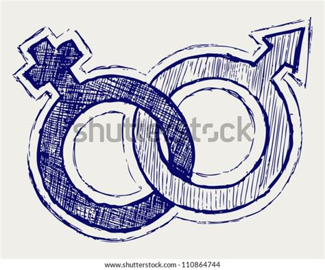 Vektor Stok Illustration Male Female Sex Symbol Doodle Tanpa Royalti