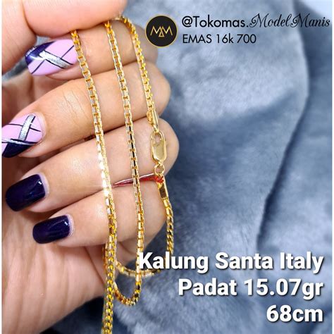 Jual Kalung Santa Italy Panjang Emas Kuning 700 Kadar 16 K Shopee