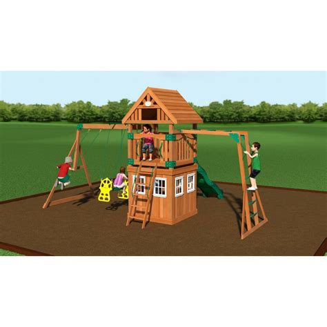 Backyard Discovery Castle Peak All Cedar Swing Set Wayfair