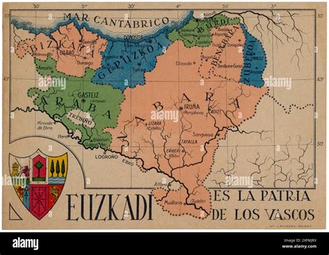 Tarjeta Postal Euzkadi Es La Patria De Los Vascos Mapa De Todas Las