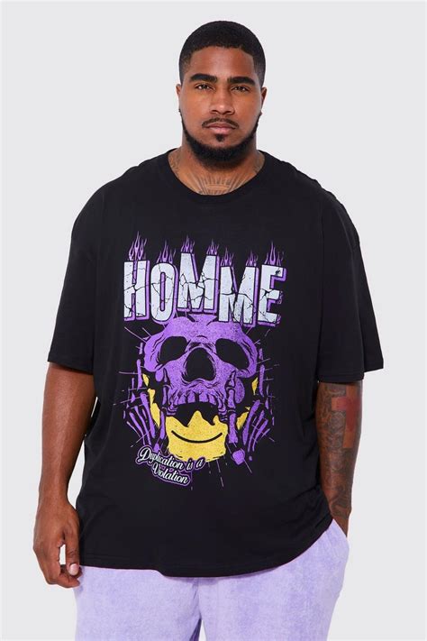 Plus Oversized Homme Skull Graphic T Shirt Boohoo