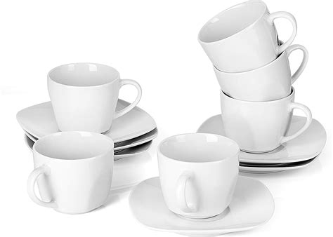 Malacasa Elisa 12pc Ivory White Cup Saucer Set Porcelain Tea Coffee