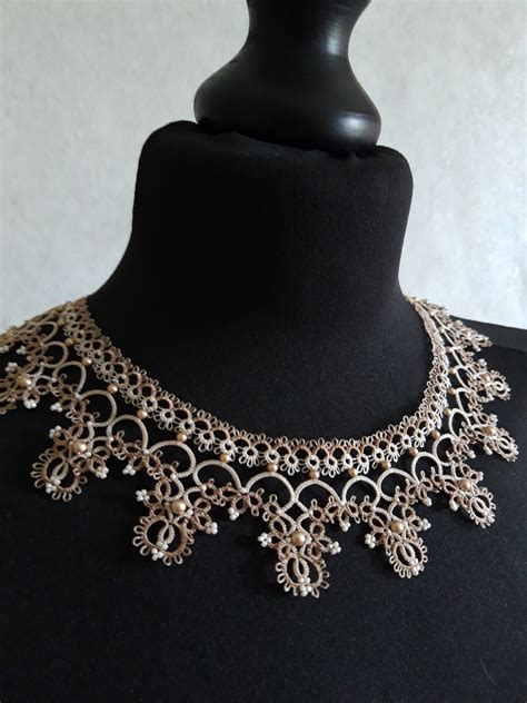 Pattern And Tutorial Tatting Necklace With Beads Etsy