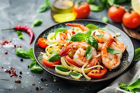 Premium Photo Mouthwatering Shrimp Scampi Linguine Authentic Italian