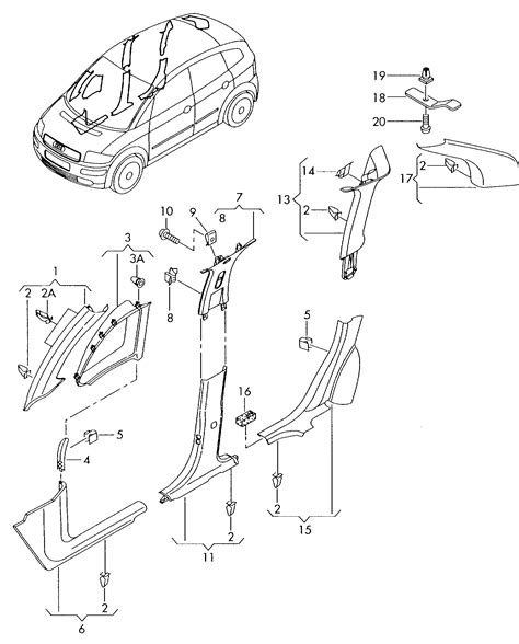 Saeulenverkleidungen Audi A2 A2 2001 Jahr Audi Europa 867054