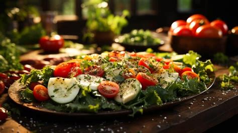 Ensalada Fresca Y Saludable Con Verduras Org Nicas En Una Mesa De