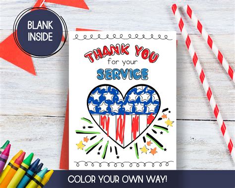 Veterans Day Thank You Card Veterans Day Craft (Download Now) - Etsy