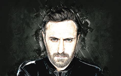 David Guetta Portrait French Dj Gray Stone Background Popular Dj