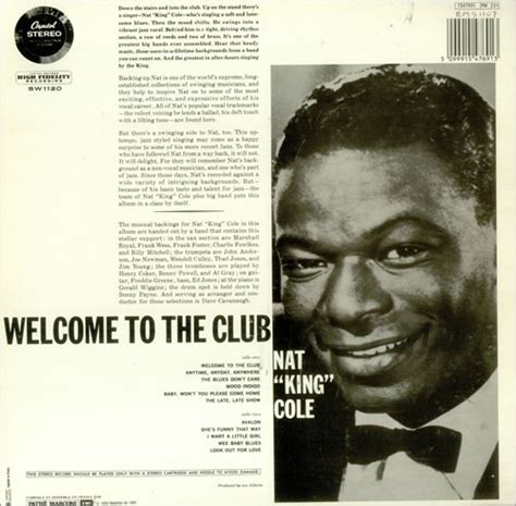 Nat King Cole Welcome To The Club French Vinyl LP Album LP Record