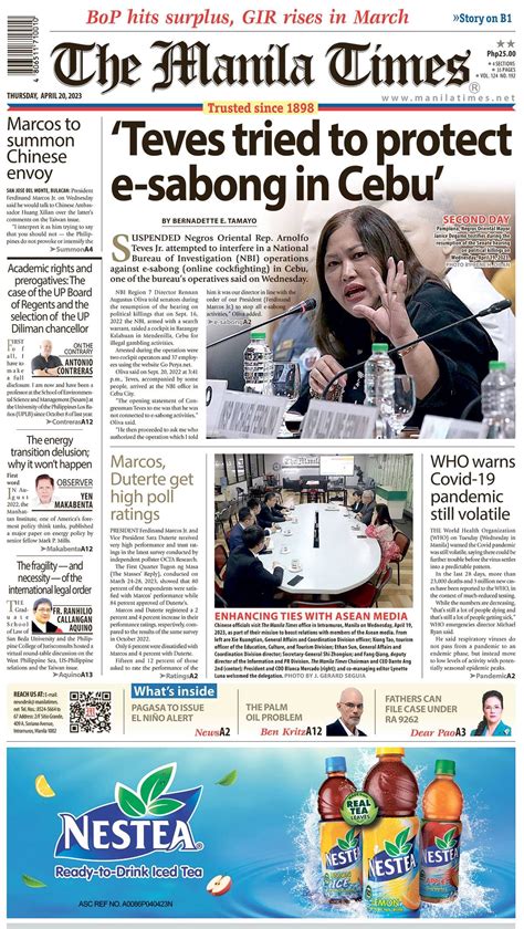 Today S Front Page April 20 2023 The Manila Times