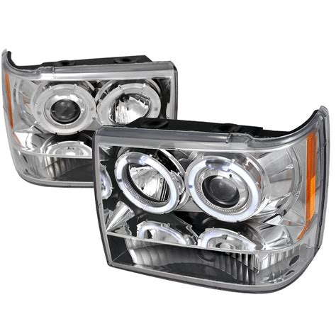 1993 1998 Jeep Grand Cherokee Halo LED Chrome Projector Headlights