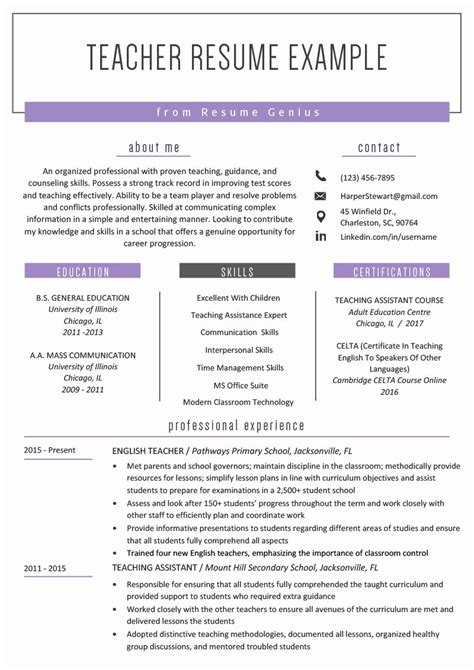 Best Teacher Resume Format