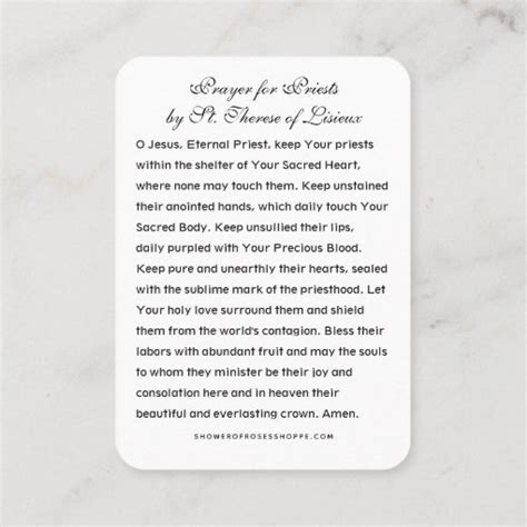 Prayer For Priests By St Therese Holy Card Zazzle