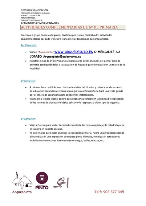 Actividades Complementarias Primaria Ggrupo Docx Alberto Cede