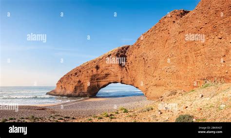 Morocco Guelmim Oued Noun Region Sidi Ifni Beach Natural Arch Stock