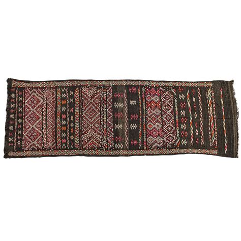 Moroccan Tuareg Vintage Black Runner Rug For Sale At 1stdibs