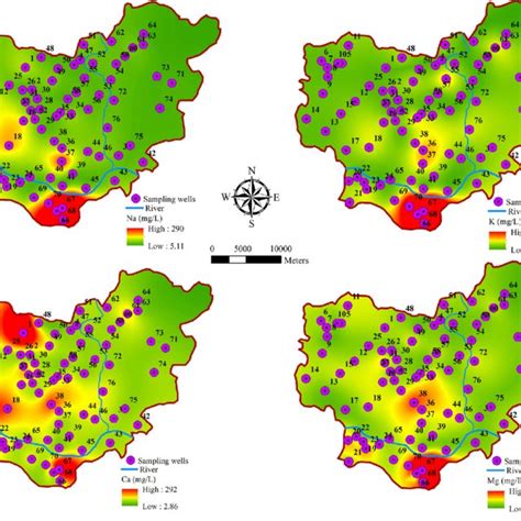 Spatial Distribution Maps For The Concentrations Of Major Cations And Download Scientific