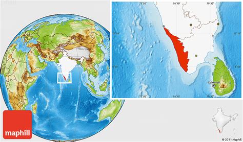 Physical Location Map Of Kerala Highlighted Country