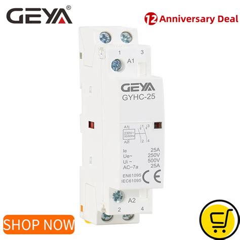 Geya contator modular doméstico 2p 16a 20a 25a 2nc 2no 1no1nc