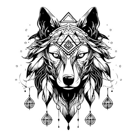 Cara De Lobo Shaman Silueta De Lobo Clipart Logotipo Vectorial Tribal