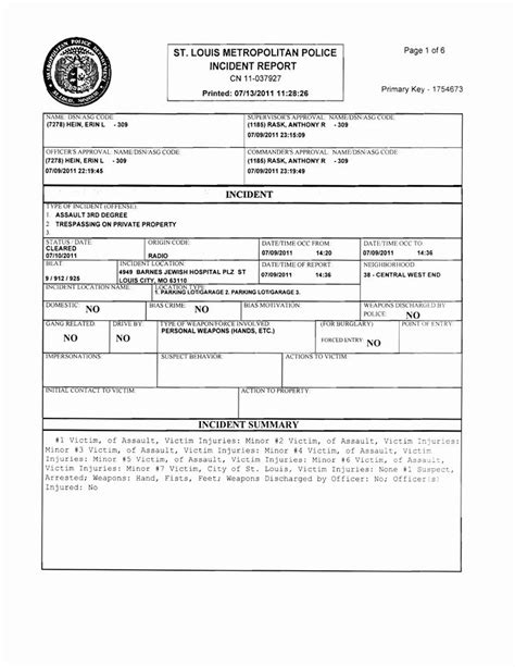 Blank Police Report Template