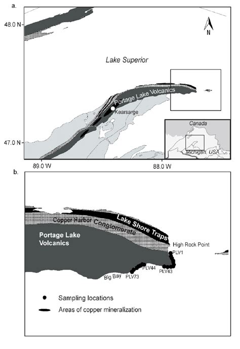 1 A Simplified Map The Keweenaw Peninsula Showing Sampling Area A