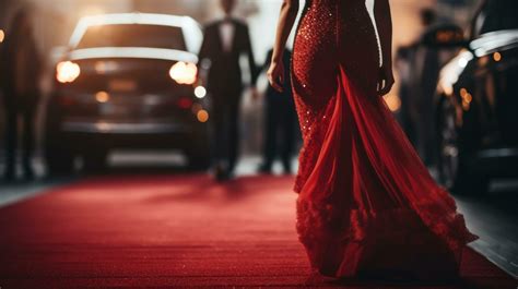 Celebrities Arriving With Limousine Walking Red Carpet Stock