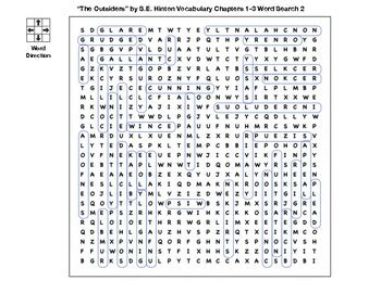 The Outsiders By S E Hinton Vocabulary Chapters Word Search