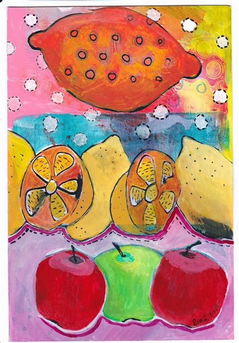 ART GIRL: Fruit Basket: Painting from Gelli print