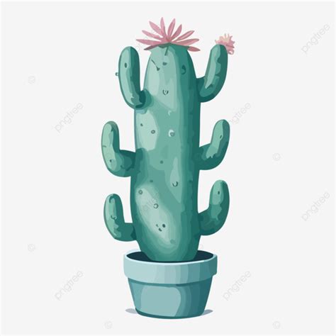 Cactus En Una Olla Vector Ilustración Estilo Plano PNG Plantas Del