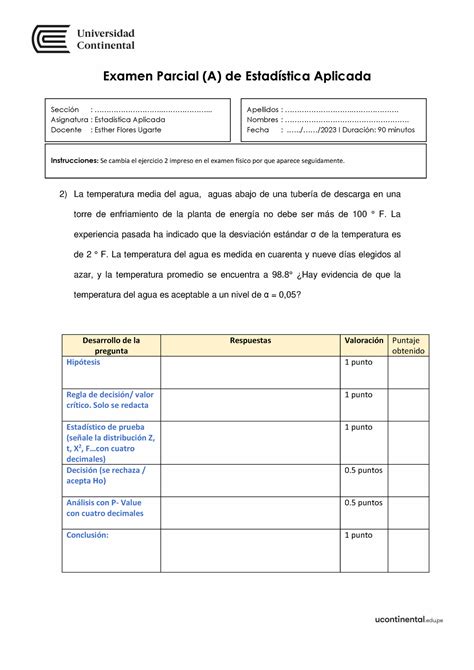 Examen Parcial A I Cambio De Ejercicio Examen Parcial A De