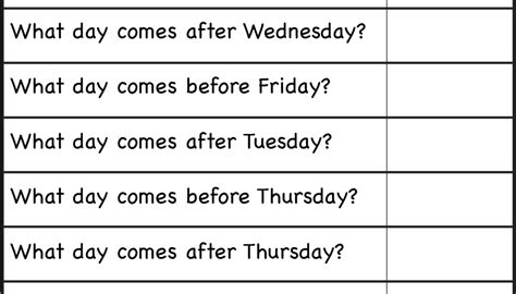 Days Of The Week Yesterday And Tomorrow 6 Worksheets FREE