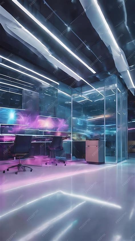 Premium Ai Image Abstract Blurred Technology Motion Interior Office