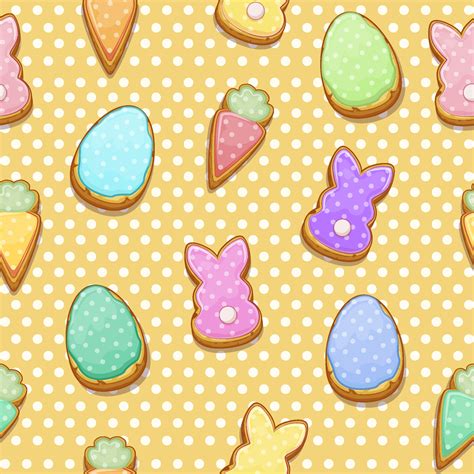 Easter Cookies Cute Seamless Pattern Festive Wrapping Texture Vector