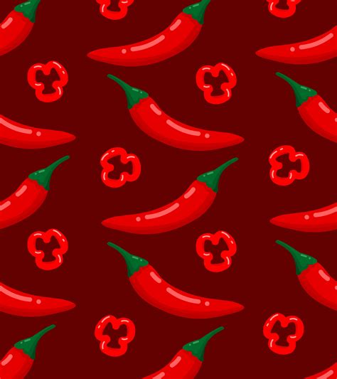 Red Hot Chili Peppers Isolated Seamless Pattern Template Simple Flat Cartoon Vector Background