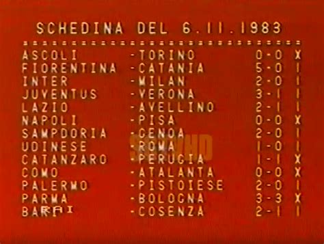 “cera Una Volta 90° Minuto” 6 Novembre 1983 Tutte Le Partite Della 8