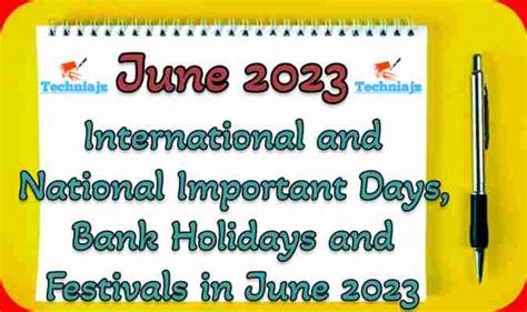 International National Important Days Bank Holidays And Festivals In